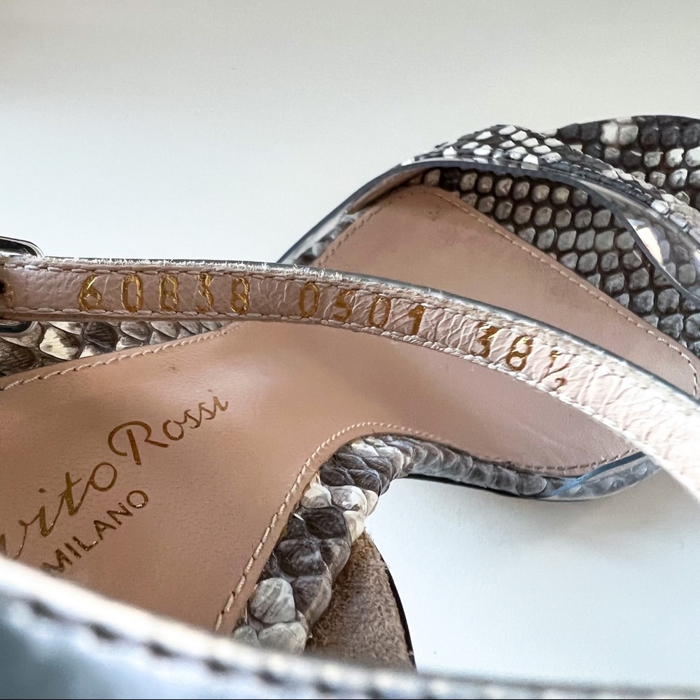 Gianvito Rossi Snake Print Clear Open Toe High Heels Sandals Women’s Size 38.5 - Picture 6 of 8